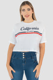 Playera cropped estampada manga corta
