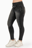 Jeans skinny tiro alto y pretina de 3 botones