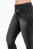 Jeans skinny tiro alto y pretina de 3 botones