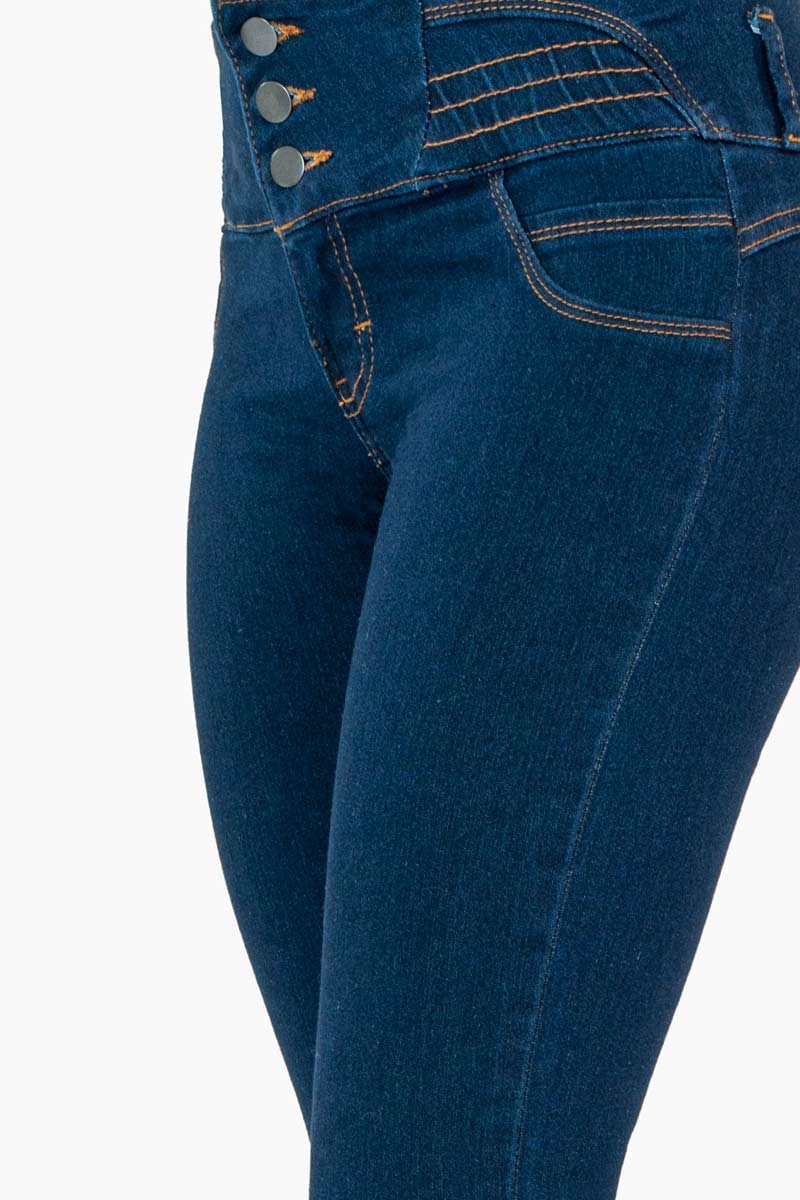 Jeans skinny con pretina ancha
