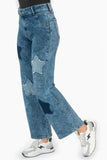 Jeans anchos tiro medio con estrellas en parche