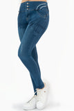 Jeans skinny de tiro alto con triple botón