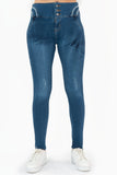 Jeans skinny de tiro alto con triple botón
