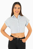 Camisa crop de rayas manga corta (7478713516099)