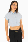 Camisa crop de rayas manga corta (7478713516099)