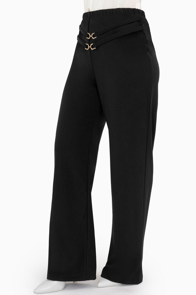 Pantalón recto con cintos y pierna ancha