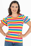Playera de rayas y manga con escarola (7460197236803)