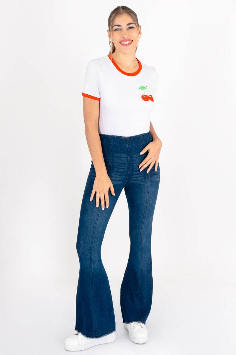 Jeans acampanados con elástico - Santory Ropa  (7456301187139)