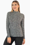 Playera manga larga animal print cuello alto