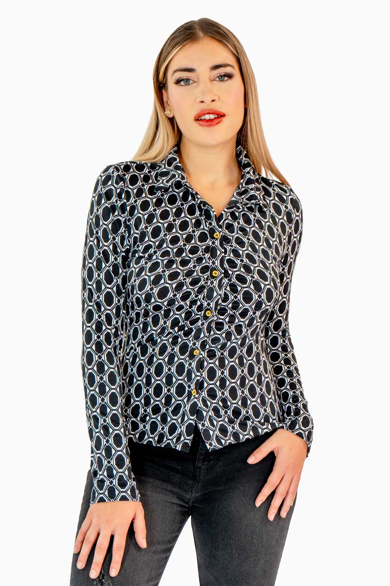 Camisa manga larga con estampado geométrico
