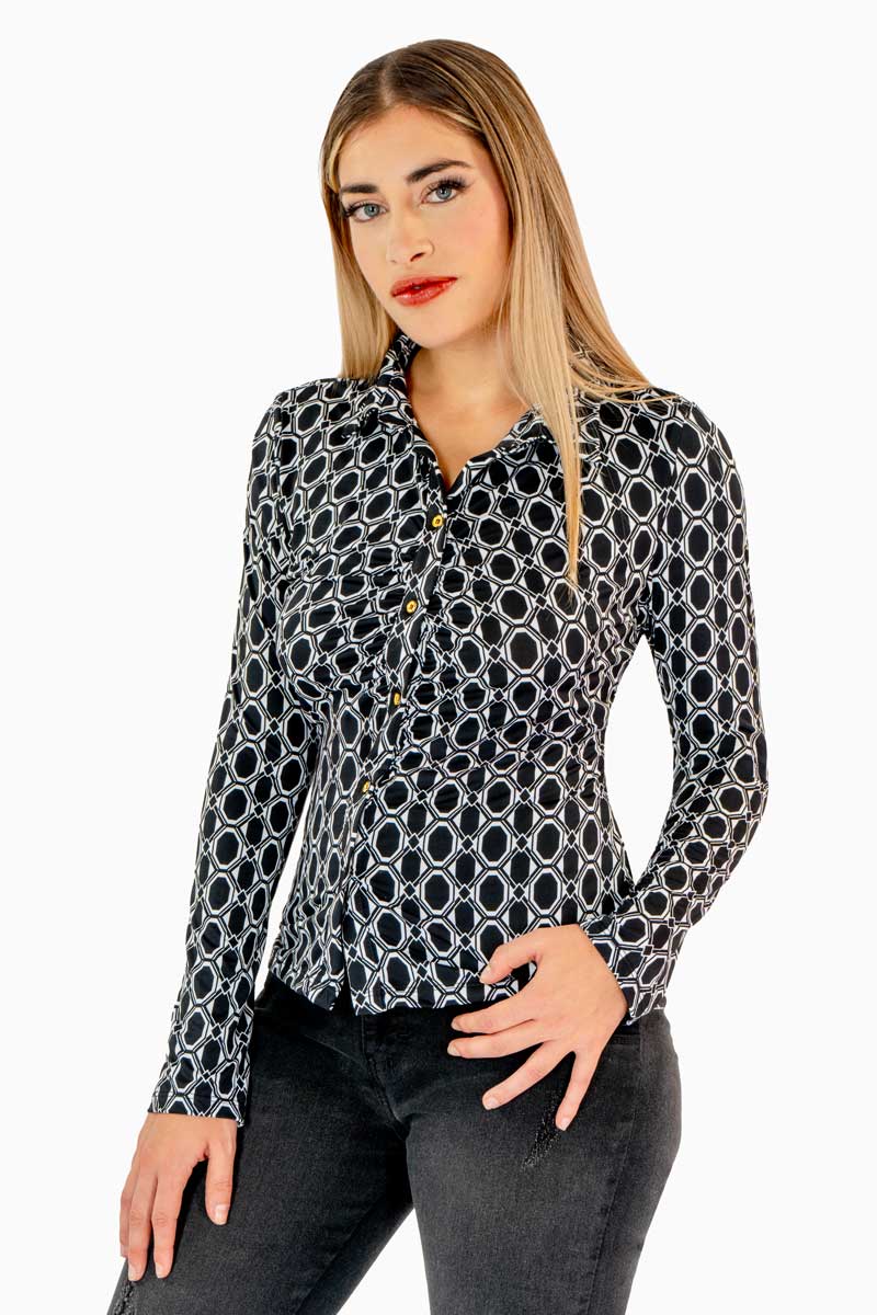 Camisa manga larga con estampado geométrico