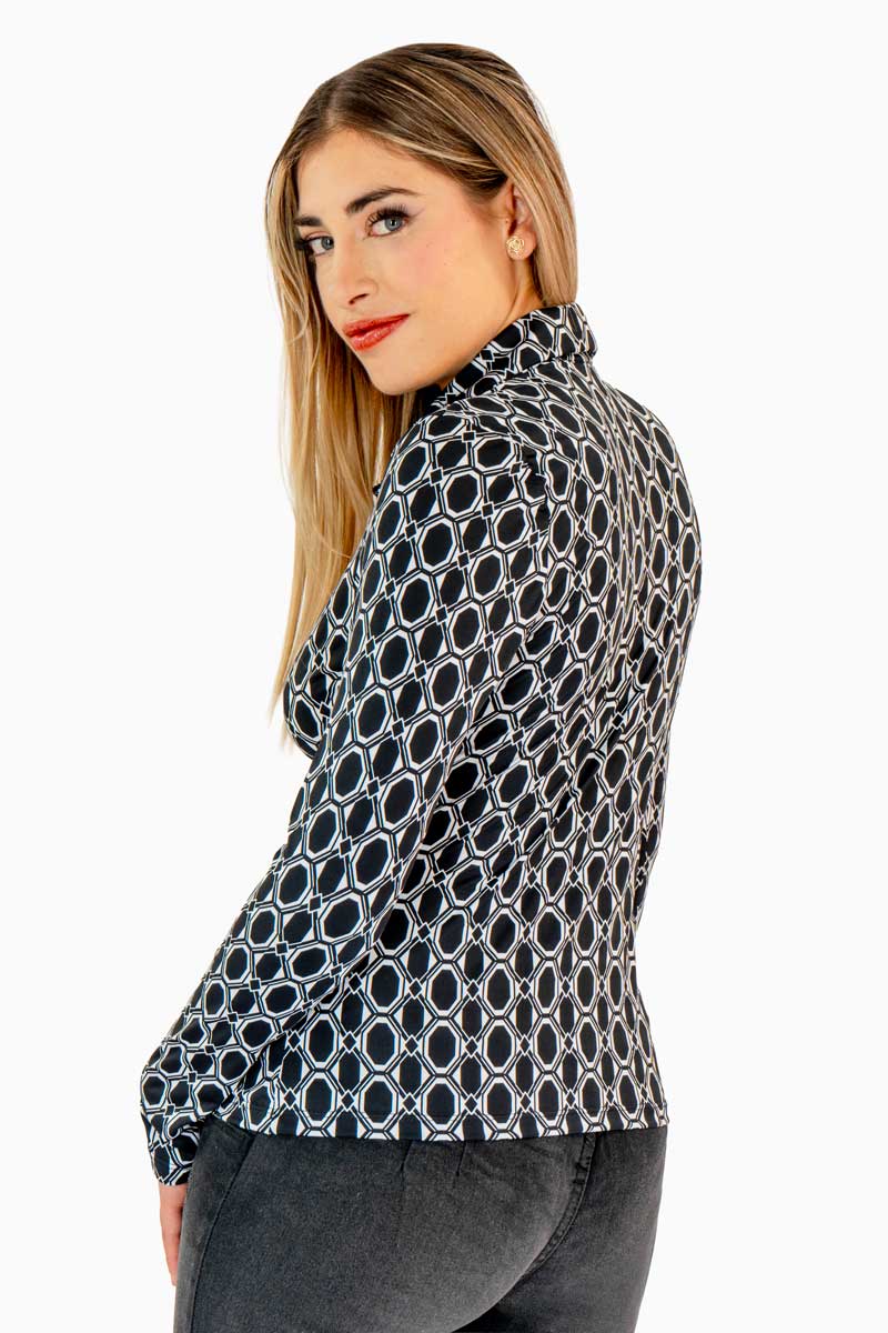 Camisa manga larga con estampado geométrico