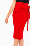 Falda midi con amarre y abertura en pierna