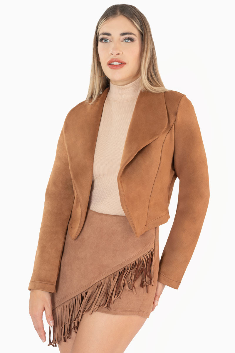 Saco crop con solapa