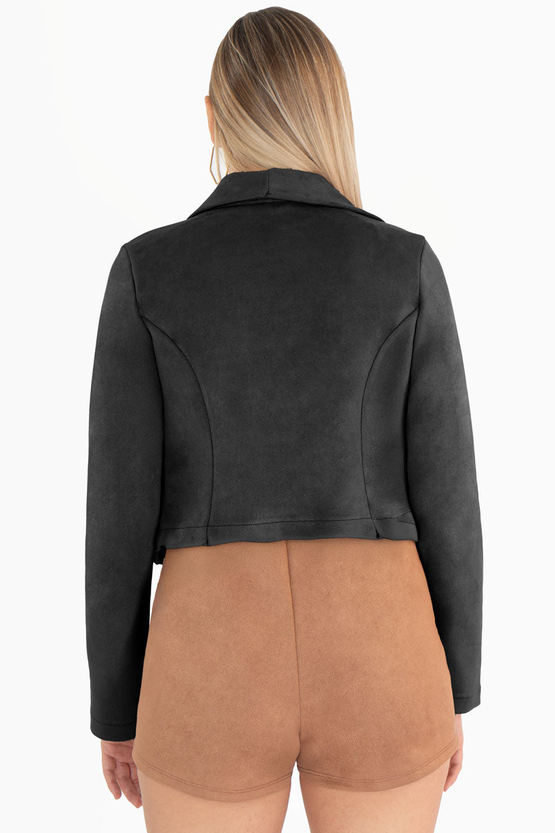 Saco crop con solapa