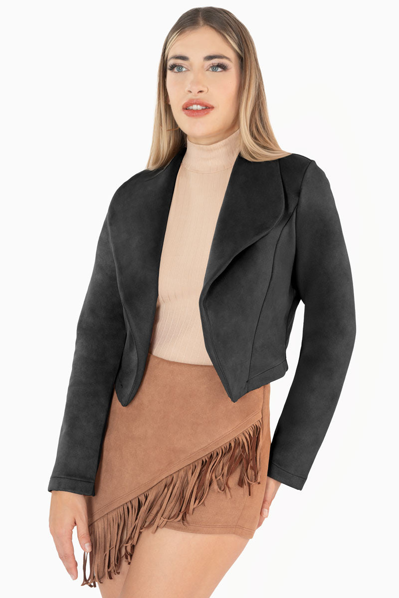 Saco crop con solapa