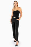 Jumpsuit strapless con detalle en cintura