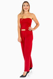 Jumpsuit strapless con detalle en cintura