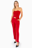 Jumpsuit strapless con detalle en cintura