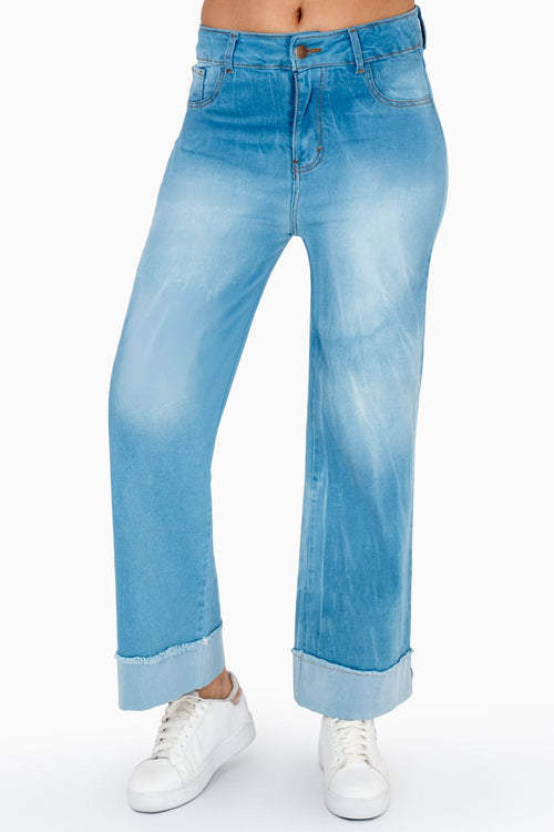 Jeans anchos tiro alto con bolsas