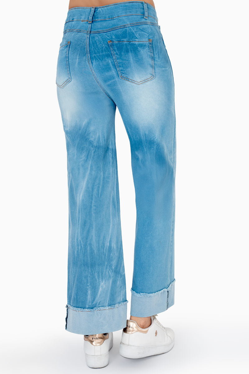 Jeans anchos tiro alto con bolsas