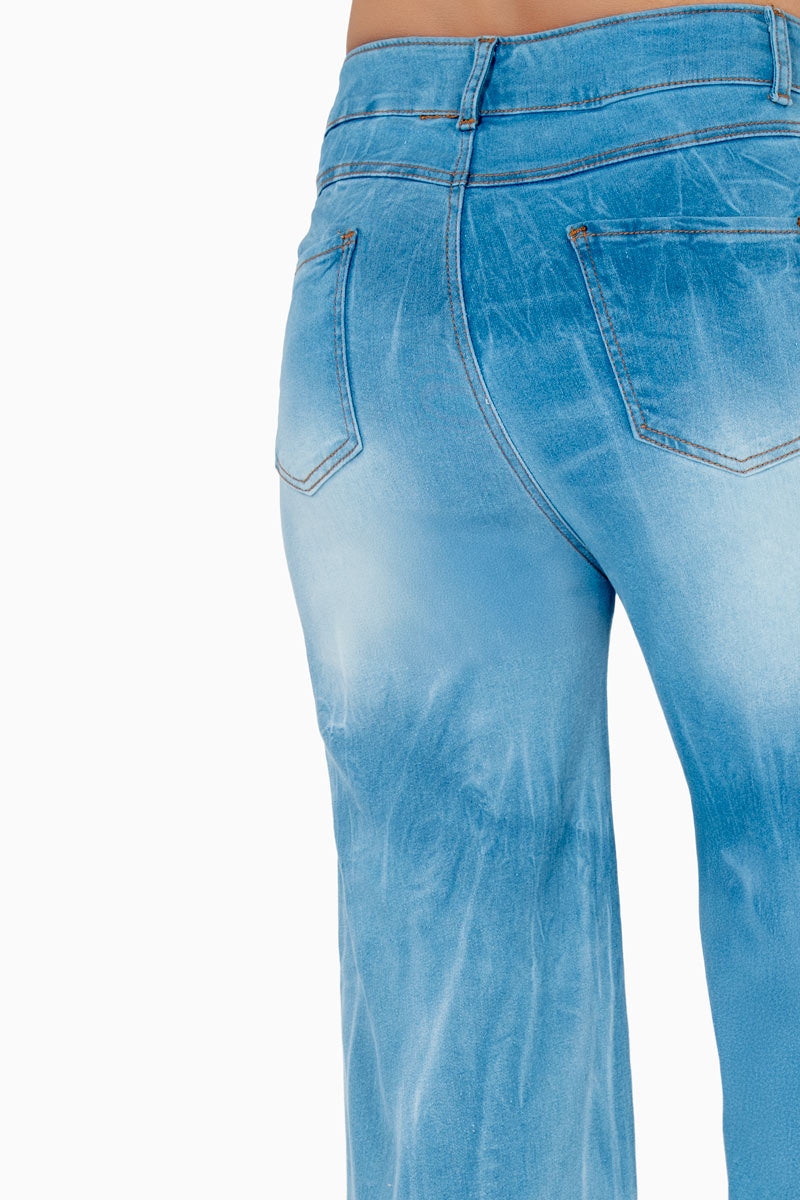 Jeans anchos tiro alto con bolsas