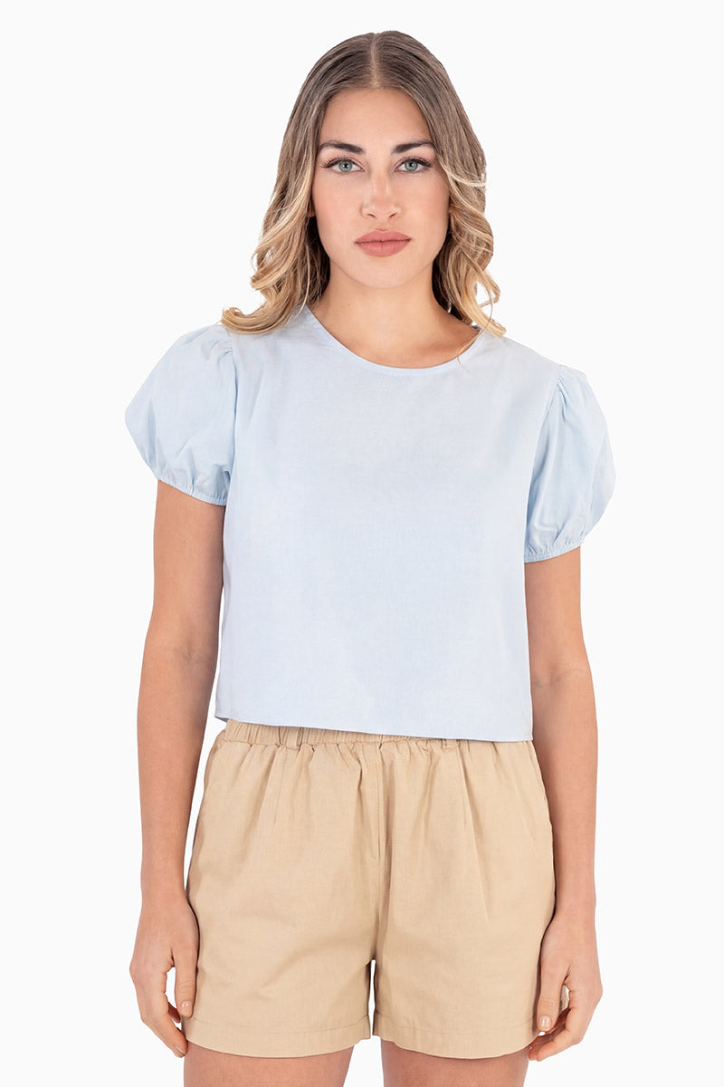 Blusa crop manga abullonada
