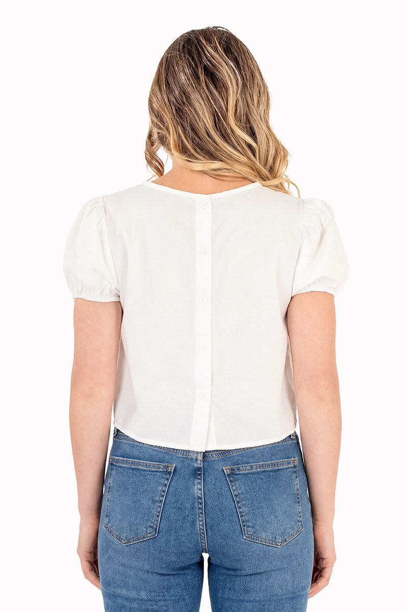 Blusa crop manga abullonada