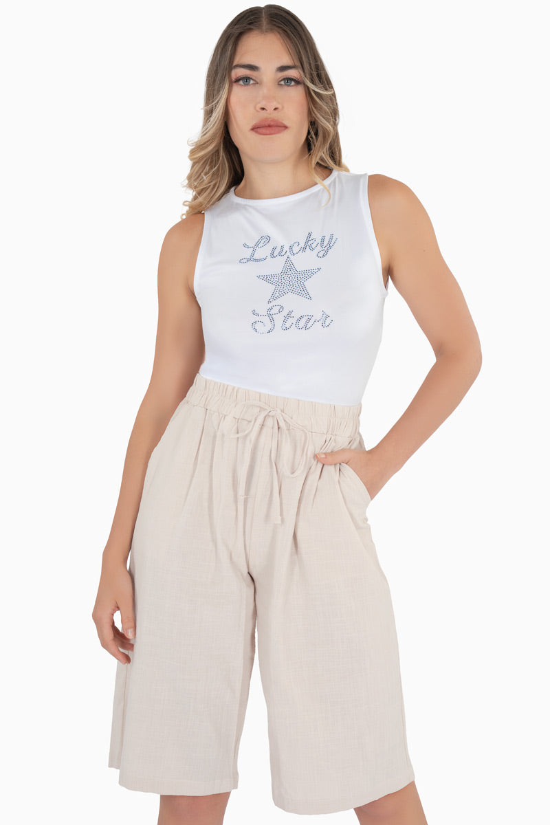 Pantalón corto con elástico y jareta