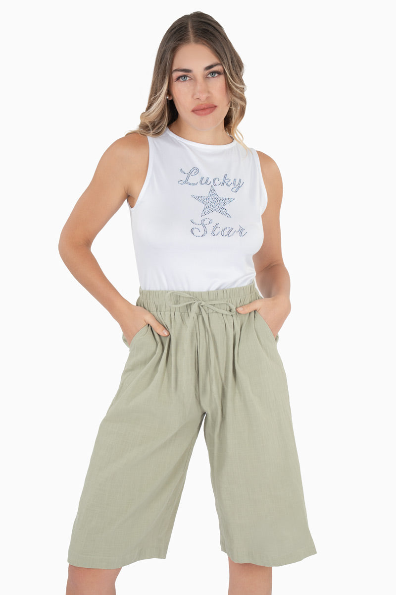 Pantalón corto con elástico y jareta