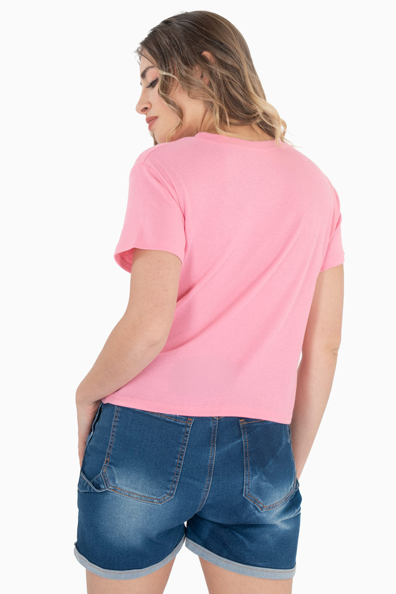Playera manga corta y estampado de corazón