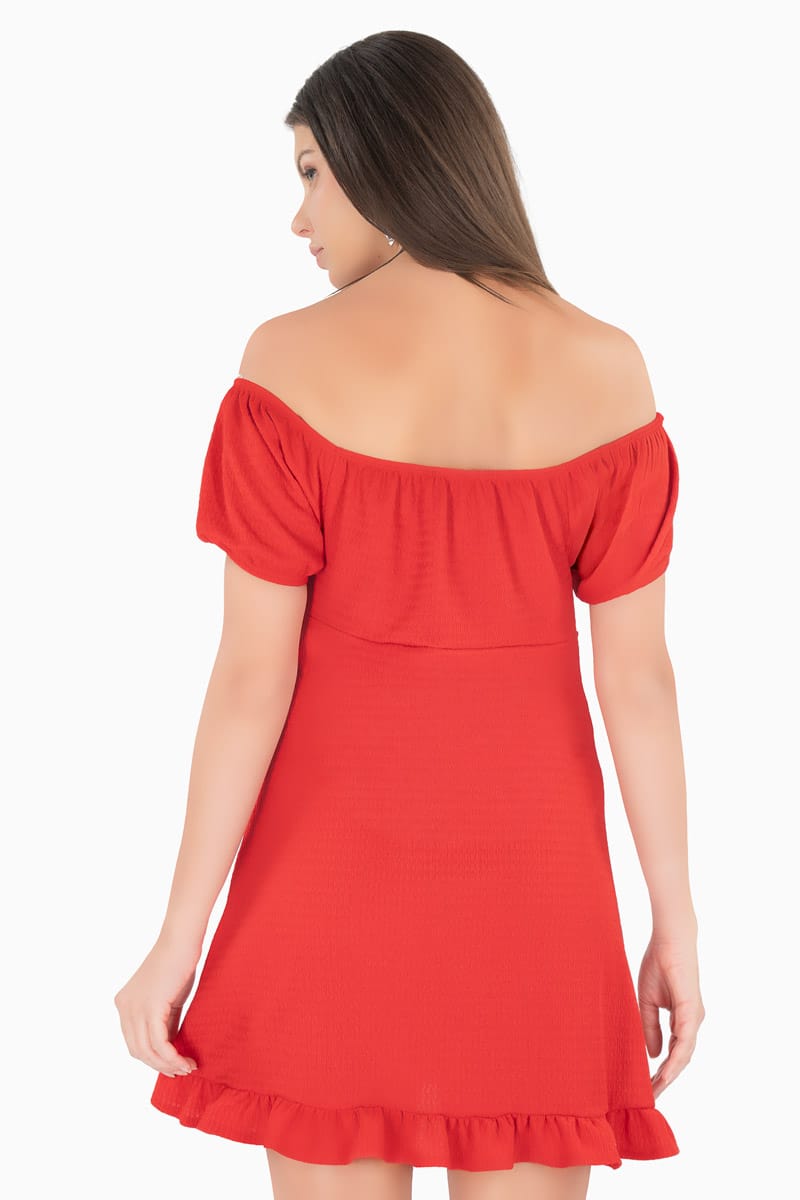 Vestido corto con amarre en escote