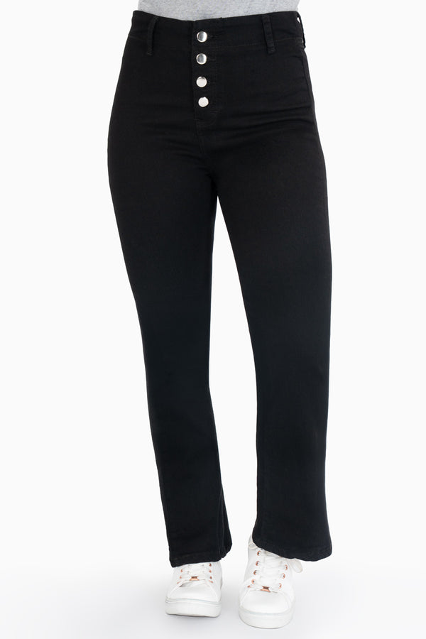 Jeans tiro medio con 4 botones