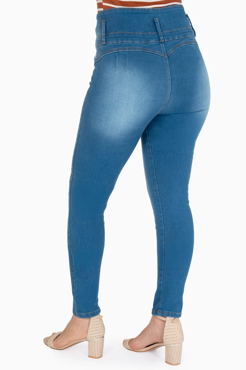 Jeans skinny con pretina de 3 botones