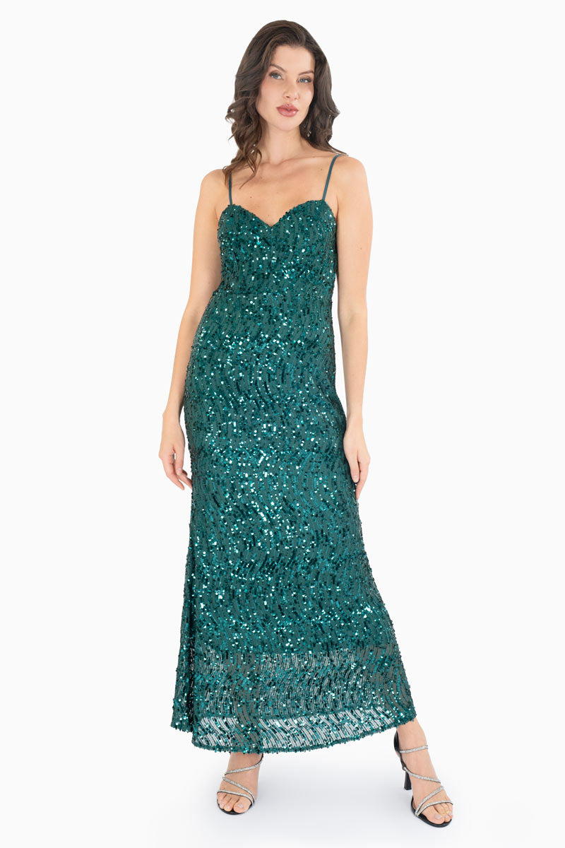 Vestido largo con lentejuelas
