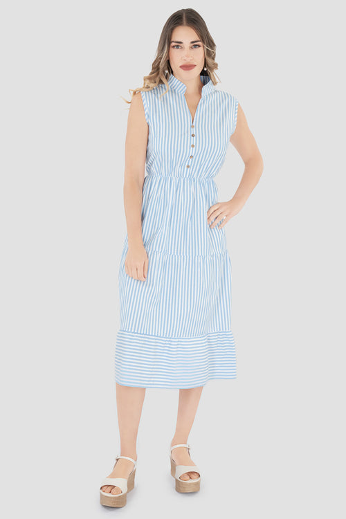 Vestido largo de rayas sin mangas