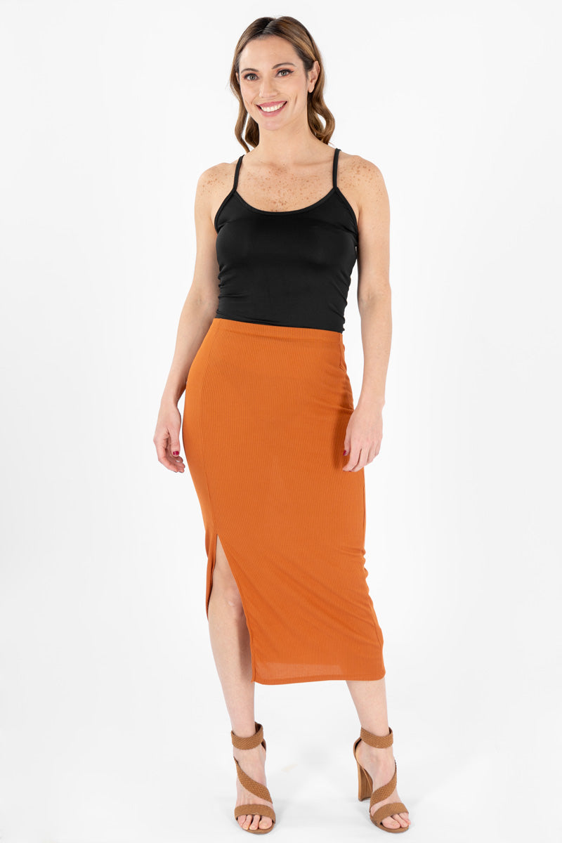 Falda lisa larga con abertura (6970537934915)