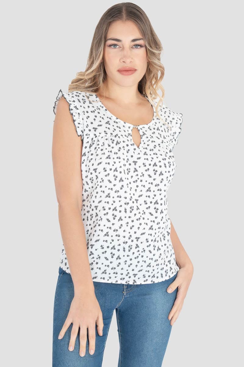 Blusa sin manga escote gota