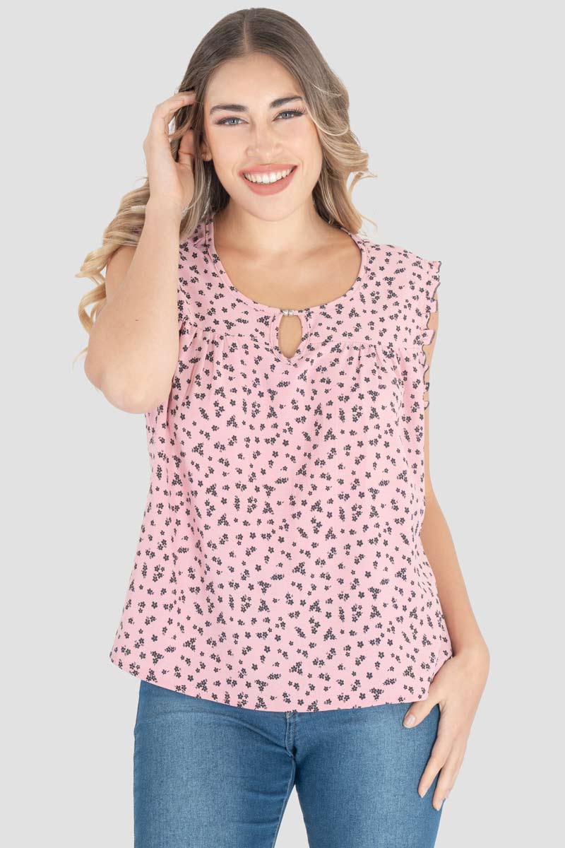 Blusa sin manga escote gota