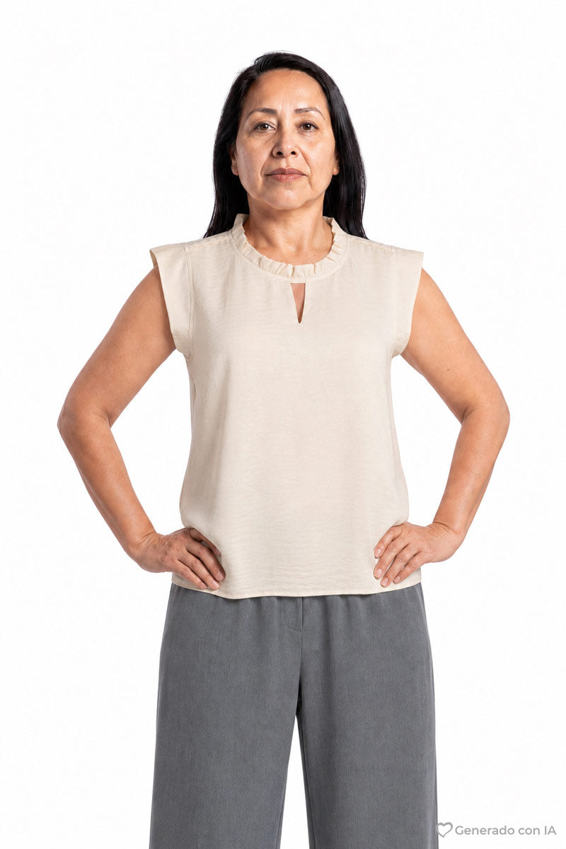 Blusa sin mangas con abertura en cuello