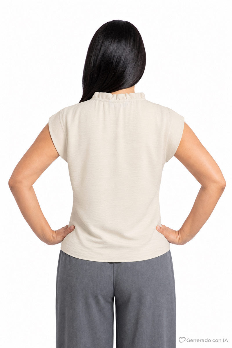 Blusa sin mangas con abertura en cuello