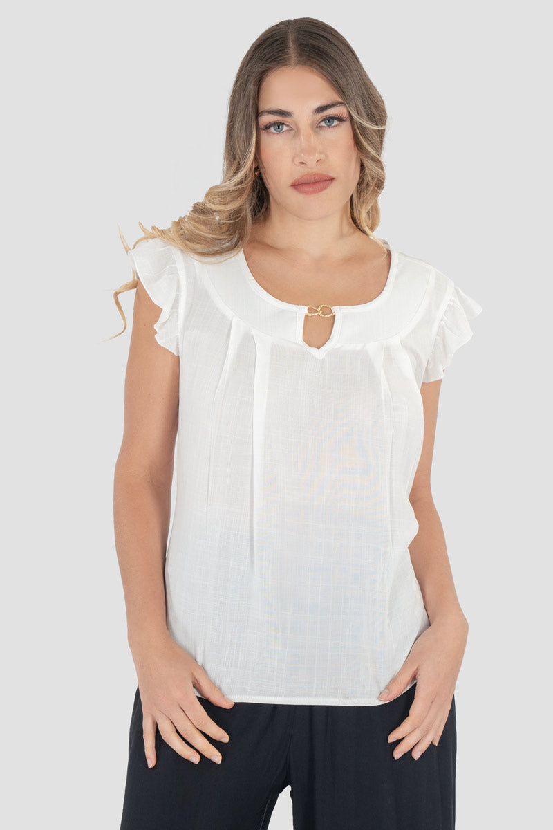 Blusa cuello redondo con abertura