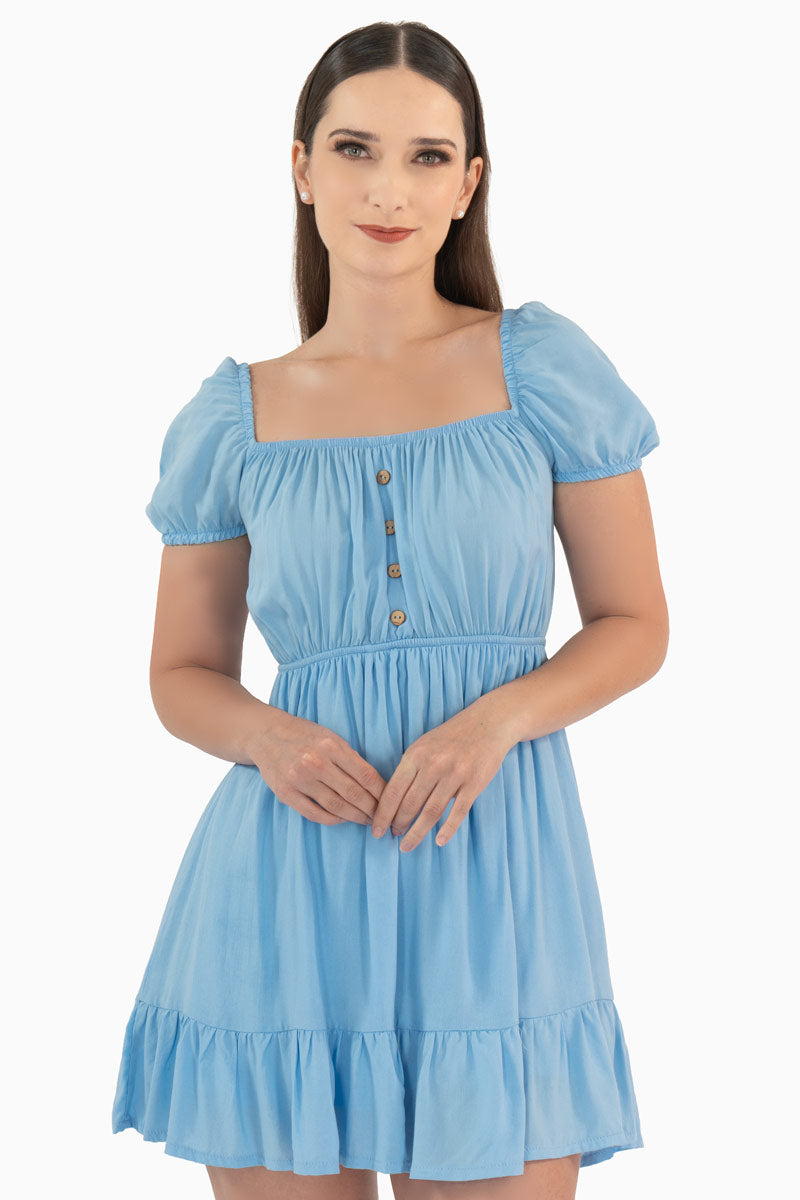 Vestido con botones y manga abullonada