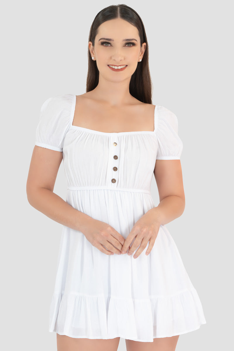 Vestido con botones y manga abullonada