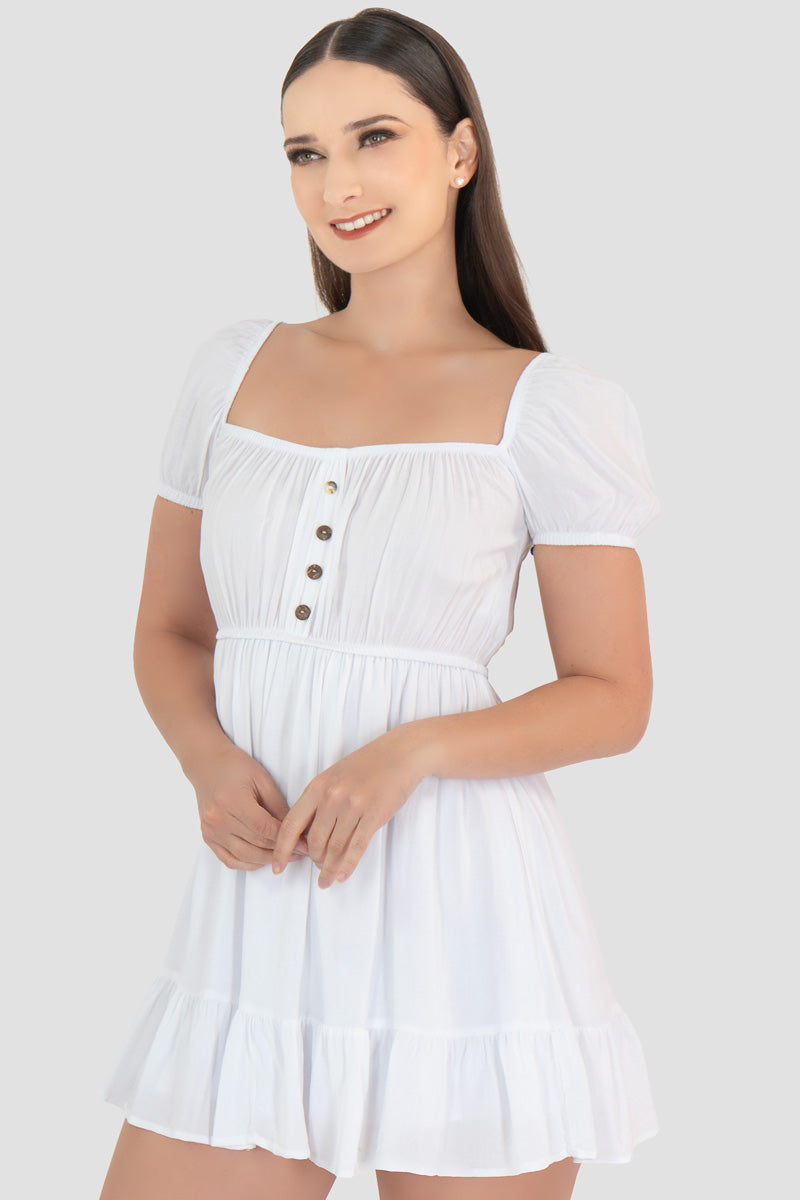 Vestido con botones y manga abullonada