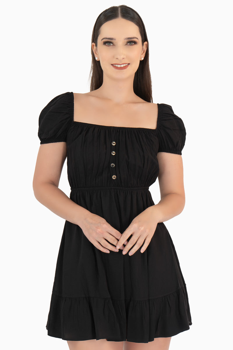 Vestido con botones y manga abullonada