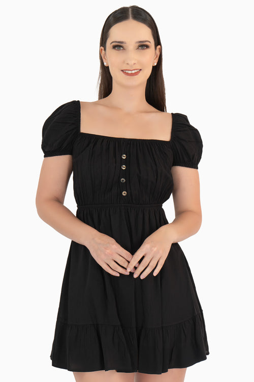 Vestido con botones y manga abullonada