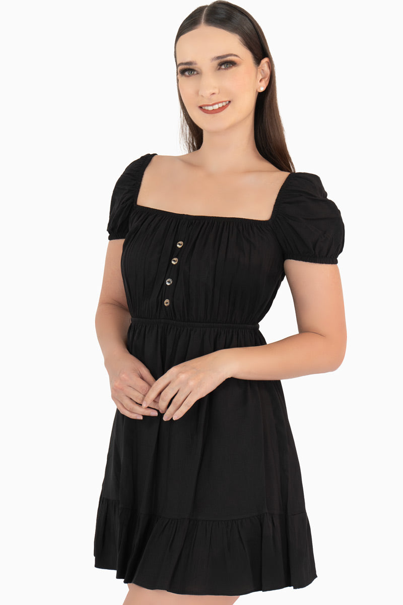 Vestido con botones y manga abullonada