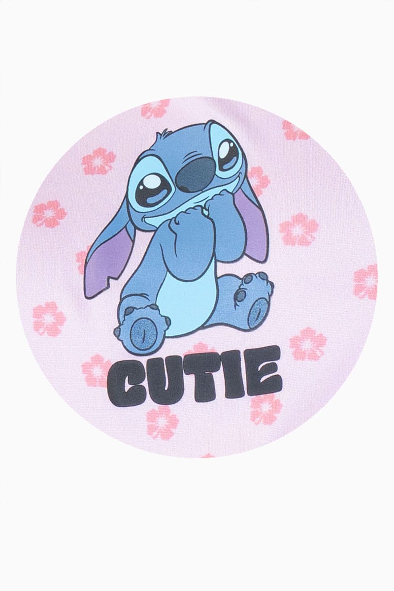 Playera manga corta de stitch  y flores