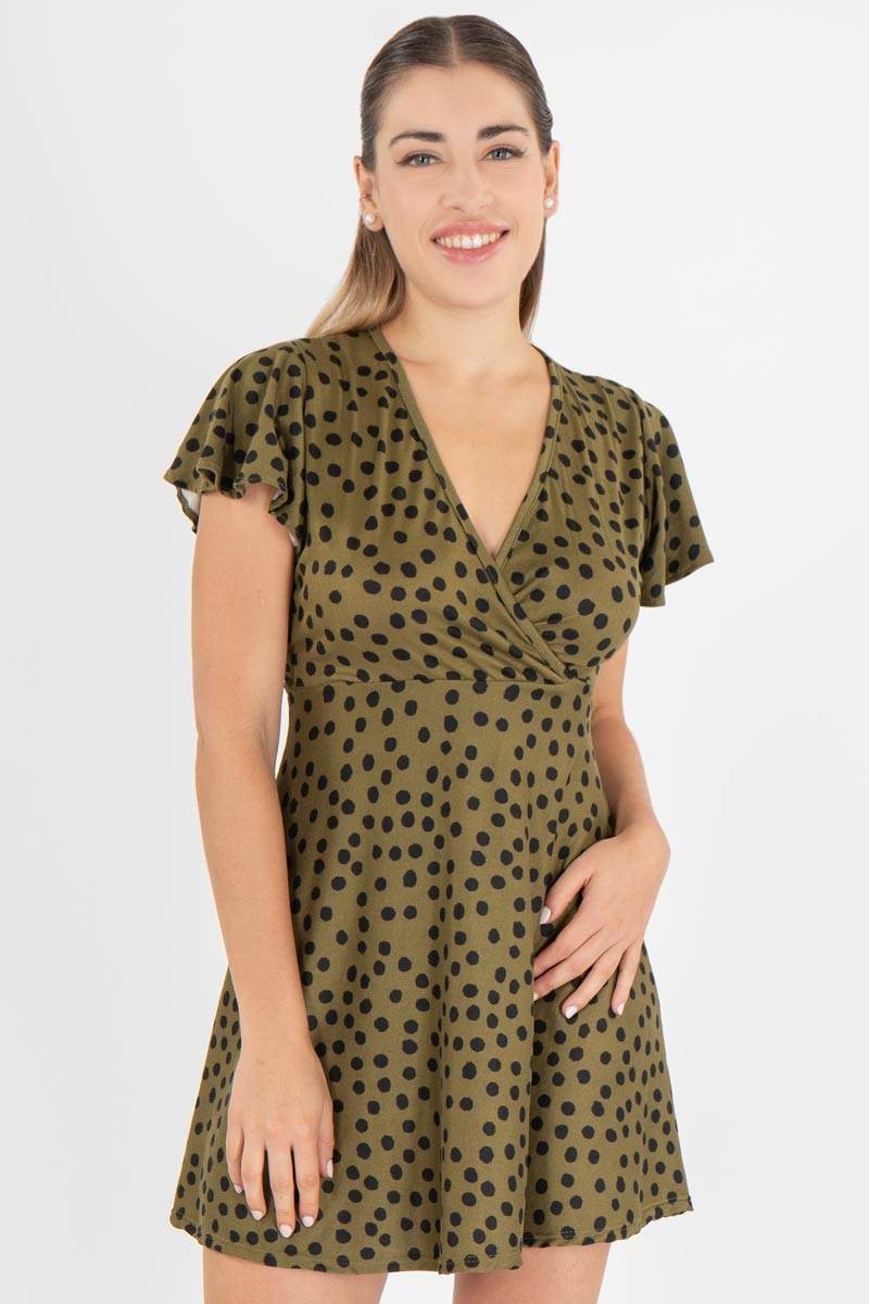 Vestido de puntos manga corta - Santory Ropa  (7440780525635)